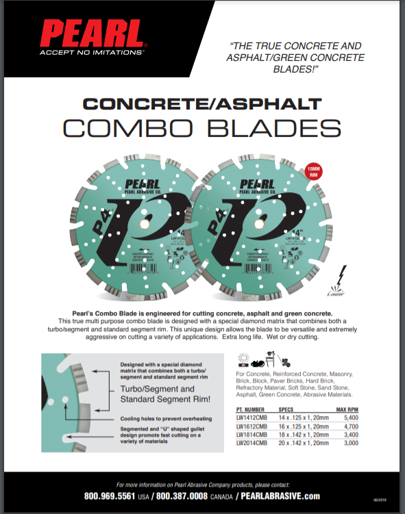 Pearl Abrasive Concrete/Asphalt Combo Blades Spec Sheet