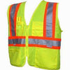 Class 2 Safety Vest. Neon with reflective silver and orange stripes.