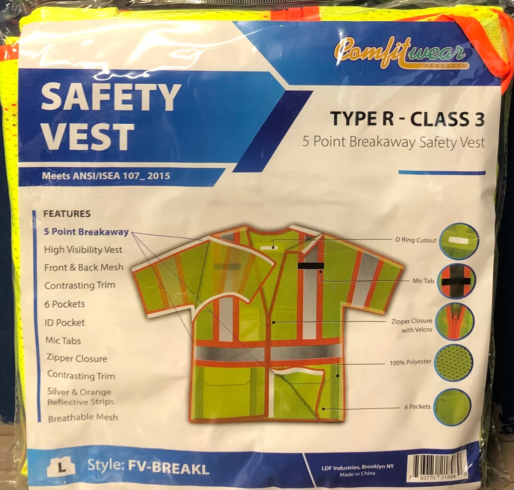 Comfitwear Products Type R - Class 3 5 Point Breakaway Saftey Vest