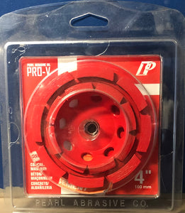 Pearl Abrasive Co. PRO-V 4" Double Row Cup Diamond Grinding Wheel, 5/8"-11