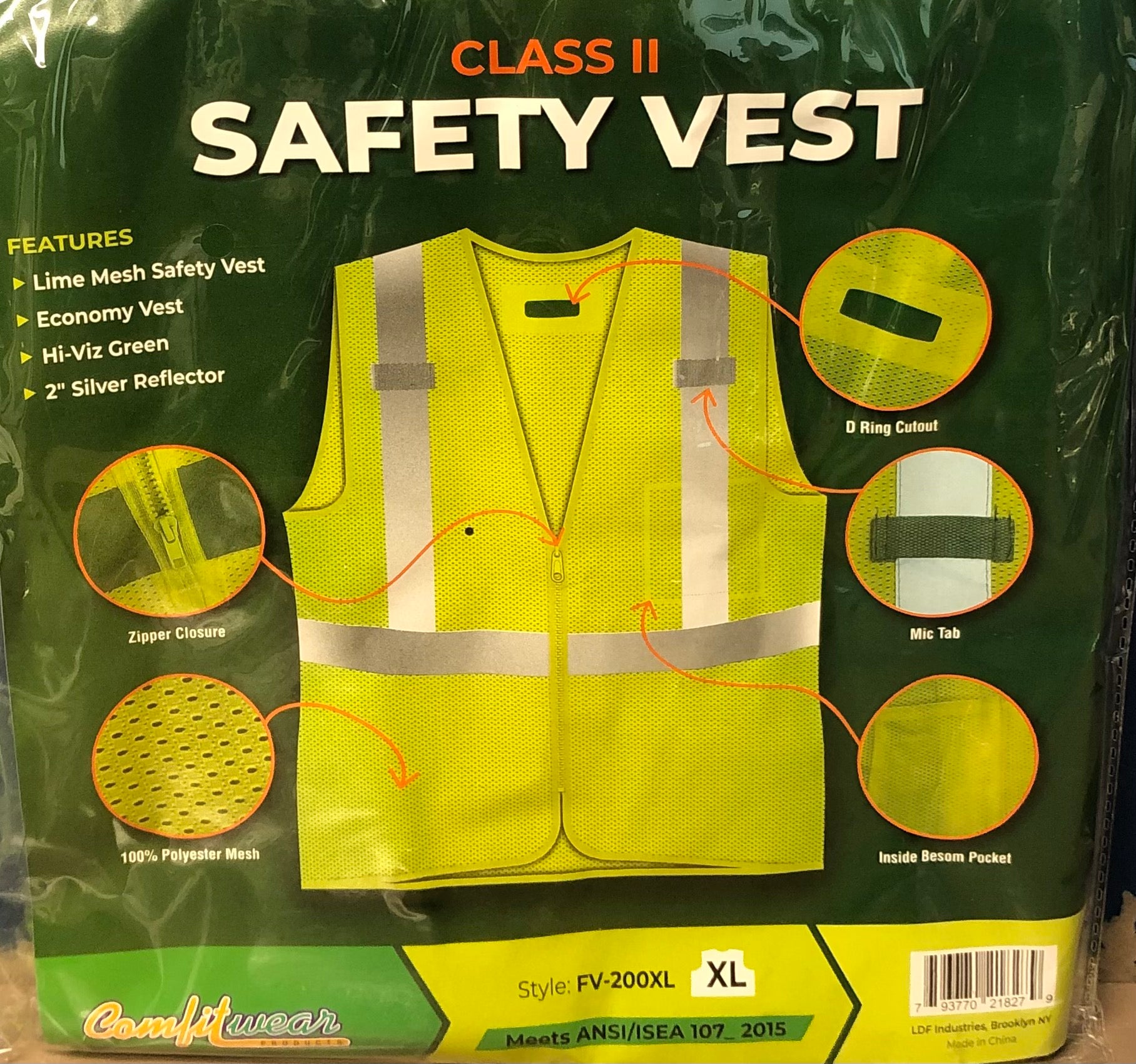 Comfitwear Products Class II Safety Vest XL