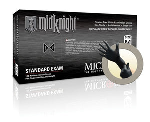 Microflex Midknight Black Nitrile Gloves (Medium) - Box of 100